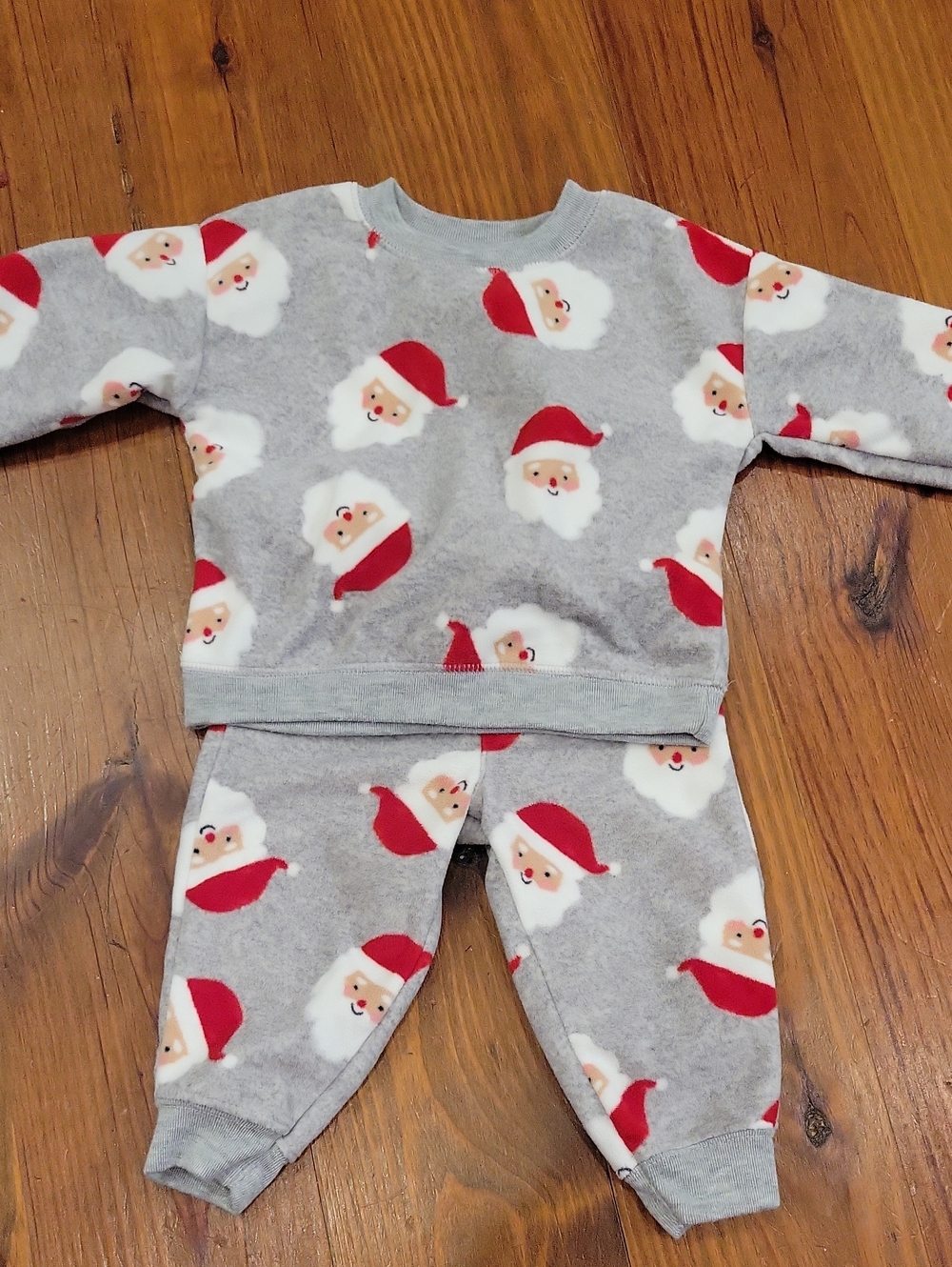 Carter's Grey and Red Santa Fleece Pajama Set